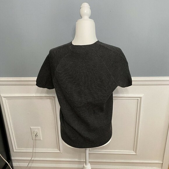 J. Crew Merino Wool Leather Pocket Tee Sweater Women's XS Grey - Picture 5 of 9